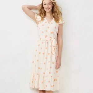 LC Lauren Conrad Beige and Peach Dot Dress